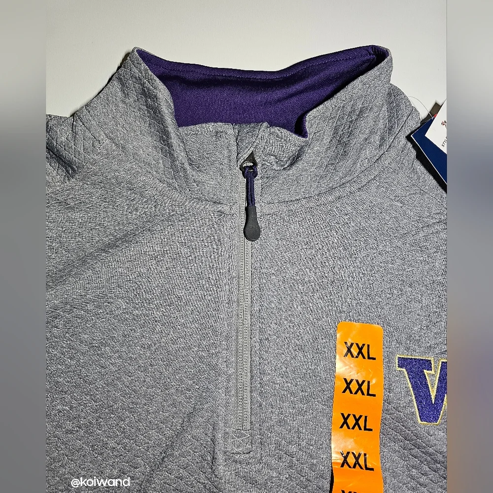 NWT Champion Men's Washington Huskies 1/4 Zip Sweatshirt With Logo Size XXL